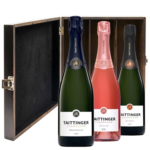 The Taittinger Collection Treble Elm Wood Gift Boxed Champagne (3x75cl)